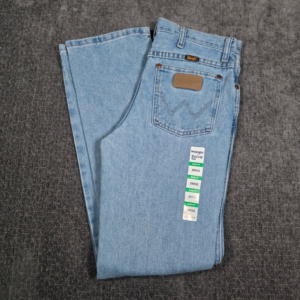 Wrangler Cowboy Cut Jeans Mens 29x32 Light Wash Slim Fit 936ATW Western Denim